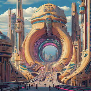 Turquoisefolklore style, Midjourney V6.1: megacity with futuristic bioarchitecture