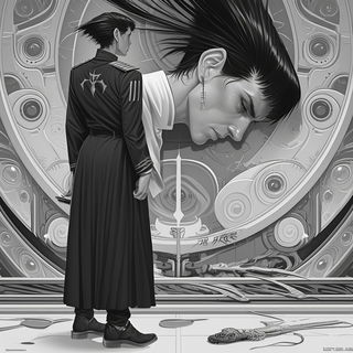 Turquoisefolklore style, Midjourney V6.1: black-and-white manga comic strip