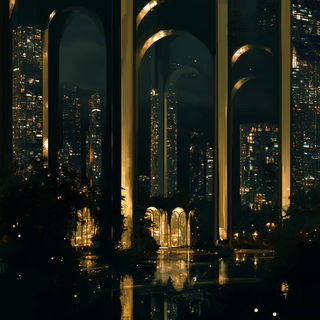 Cinechromia style, Midjourney V6.1: megacity with futuristic bioarchitecture