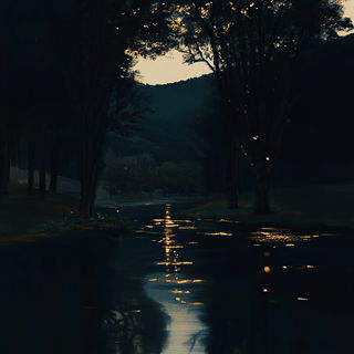 Cinechromia style, Midjourney V6.1: realistic landscape photograph of quiet dawn