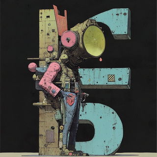 Fossilfolk Chromatism style, Midjourney V6.1: typographic composition with large letters