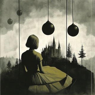 Botanomarble style, Midjourney V6.1: retro fairy-tale illustration