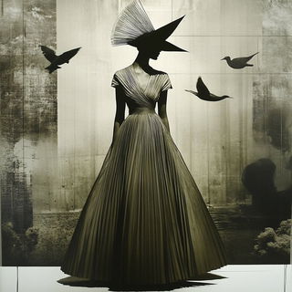 Botanomarble style, Midjourney V6.1: haute-couture fashion outfit