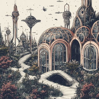 Charcoalwetland style, Midjourney V6.1: megacity with futuristic bioarchitecture