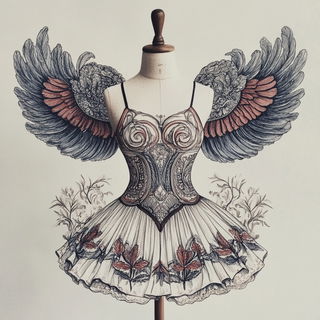 Charcoalwetland style, Midjourney V6.1: haute-couture fashion outfit