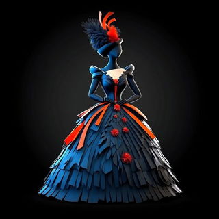 Inkpanorama style, Midjourney V6.1: haute-couture fashion outfit