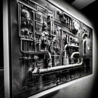 Prussian Goldsalt style, Midjourney V6.1: technical infrastructure blueprint schematics