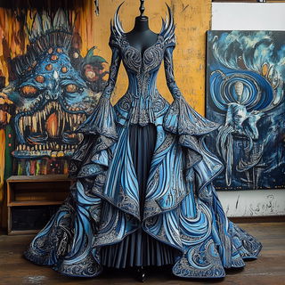 Smogchromatic style, Midjourney V6.1: haute-couture fashion outfit