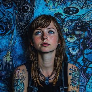 Smogchromatic style, Midjourney V6.1: photographic portrait of female protagonist