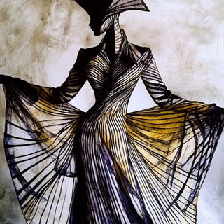 Umbrellacrania style, Midjourney V6.1: haute-couture fashion outfit