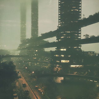 Cumulocelestial style, Midjourney V6.1: megacity with futuristic bioarchitecture