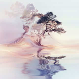 Chromacrest Heraldry style, Midjourney V6.1: realistic landscape photograph of quiet dawn