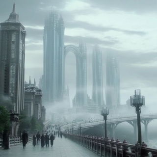 Chromobrick style, Midjourney V6.1: megacity with futuristic bioarchitecture