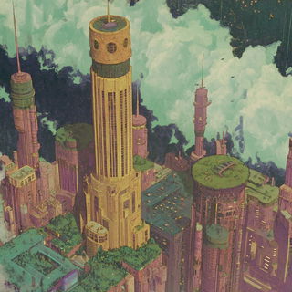 Washwind Shanshui style, Midjourney V6.1: megacity with futuristic bioarchitecture