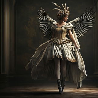 Rainbaritone style, Midjourney V6.1: haute-couture fashion outfit