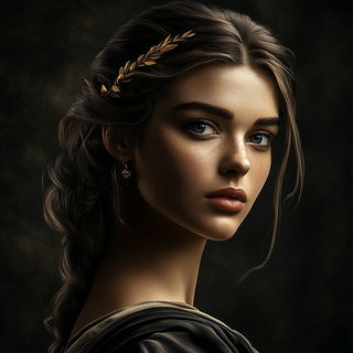 Rainbaritone style, Midjourney V6.1: photographic portrait of female protagonist