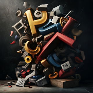 Rainbaritone style, Midjourney V6.1: typographic composition with large letters