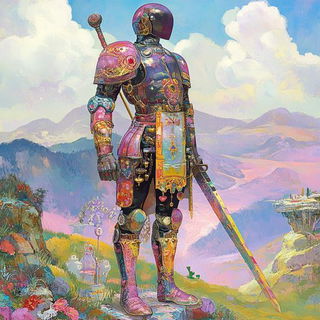 Chronofilm Junction style, Midjourney V6.1: concept art character design of retropunk steam knight