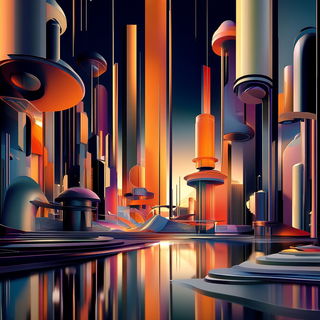Screenprint Monsoon Shrine style, Midjourney V6.1: megacity with futuristic bioarchitecture