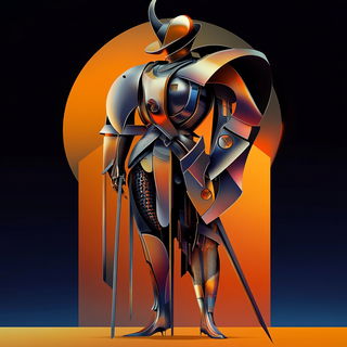 Screenprint Monsoon Shrine style, Midjourney V6.1: concept art character design of retropunk steam knight