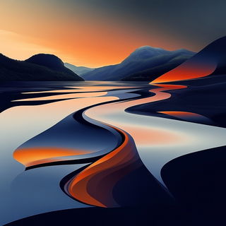 Screenprint Monsoon Shrine style, Midjourney V6.1: realistic landscape photograph of quiet dawn