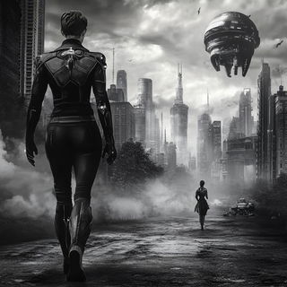 Domelacquer style, Midjourney V6.1: cinematic shot from sci-fi movie
