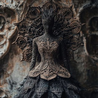 Ceramapop style, Midjourney V6.1: haute-couture fashion outfit