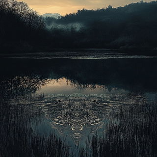 Ceramapop style, Midjourney V6.1: realistic landscape photograph of quiet dawn