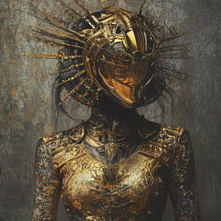 Brassfire Anvillands style, Midjourney V6.1: haute-couture fashion outfit