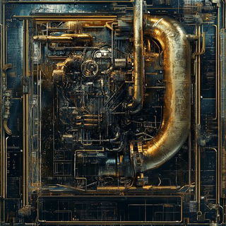 Brassfire Anvillands style, Midjourney V6.1: technical infrastructure blueprint schematics