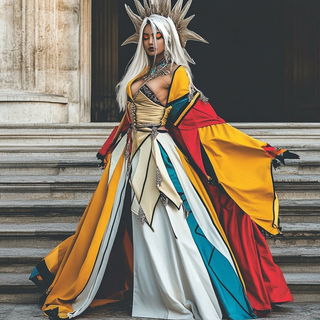 Celesterrain style, Midjourney V6.1: haute-couture fashion outfit