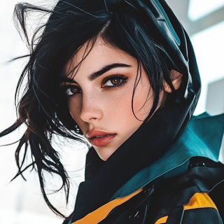 Celesterrain style, Midjourney V6.1: photographic portrait of female protagonist
