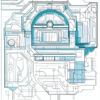 Celesterrain style, Midjourney V6.1: technical infrastructure blueprint schematics