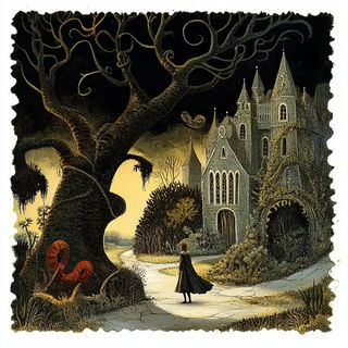 Cyanthorn style, Midjourney V6.1: retro fairy-tale illustration