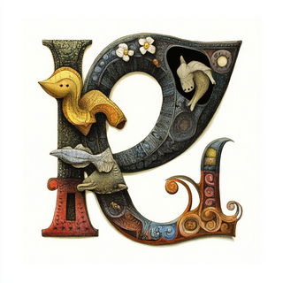 Cyanthorn style, Midjourney V6.1: typographic composition with large letters
