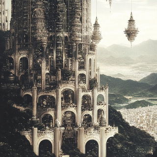 Cyanopyre style, Midjourney V6.1: megacity with futuristic bioarchitecture