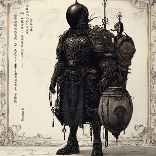 Cyanopyre style, Midjourney V6.1: concept art character design of retropunk steam knight