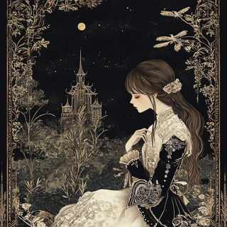 Cyanopyre style, Midjourney V6.1: retro fairy-tale illustration