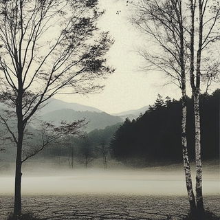 Cyanopyre style, Midjourney V6.1: realistic landscape photograph of quiet dawn