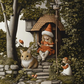 Martensite Afterstorm style, Midjourney V6.1: retro fairy-tale illustration