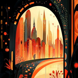 Threadscale style, Midjourney V6.1: megacity with futuristic bioarchitecture