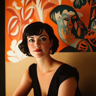 Threadscale style, Midjourney V6.1: photographic portrait of female protagonist