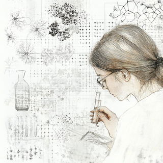 Inkstone Pilgrimage style, Midjourney V6.1: editorial illustration for popular scientific magazine cover