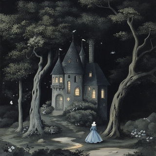 Hushscale style, Midjourney V6.1: retro fairy-tale illustration