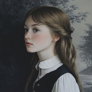 Hushscale style, Midjourney V6.1: photographic portrait of female protagonist