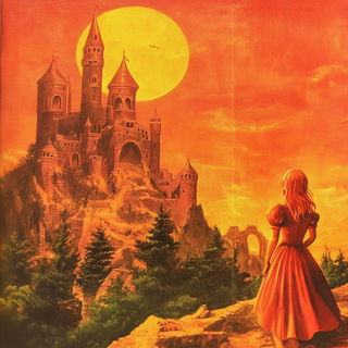 Red Ice Mosaic style, Midjourney V6.1: retro fairy-tale illustration