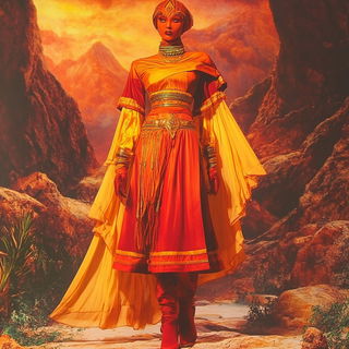 Red Ice Mosaic style, Midjourney V6.1: haute-couture fashion outfit