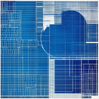 Cyanotype Rococo style, Midjourney V6.1: technical infrastructure blueprint schematics