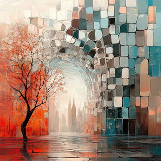 Ornamental Anime Vitreism style, Midjourney V6.1: megacity with futuristic bioarchitecture