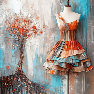 Ornamental Anime Vitreism style, Midjourney V6.1: haute-couture fashion outfit